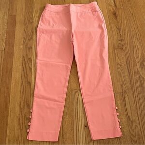 Chico's Size 0.5 R  US Size 6 R Coral Capri Ankle Pants with Button Accents